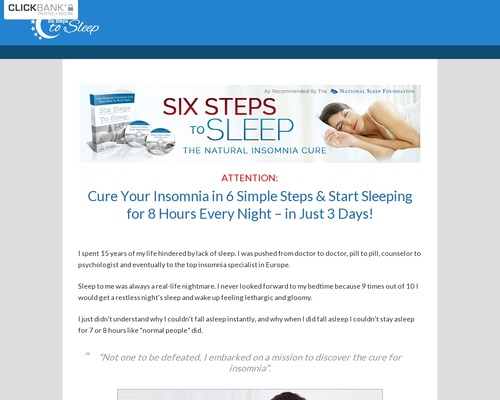 Treatment Insomnia - Six Steps To Sleep